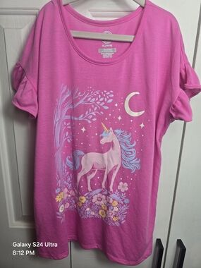 Girl's XL Pink Unicorn Tee